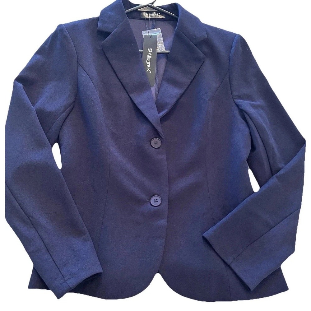 New Allegra K Navy Blazer S Partially Lined Some Stretch Office Professional